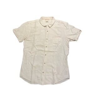 Marine Layer Mens Short Sleeve Button Down Shirt‎ Cream Cotton Large
